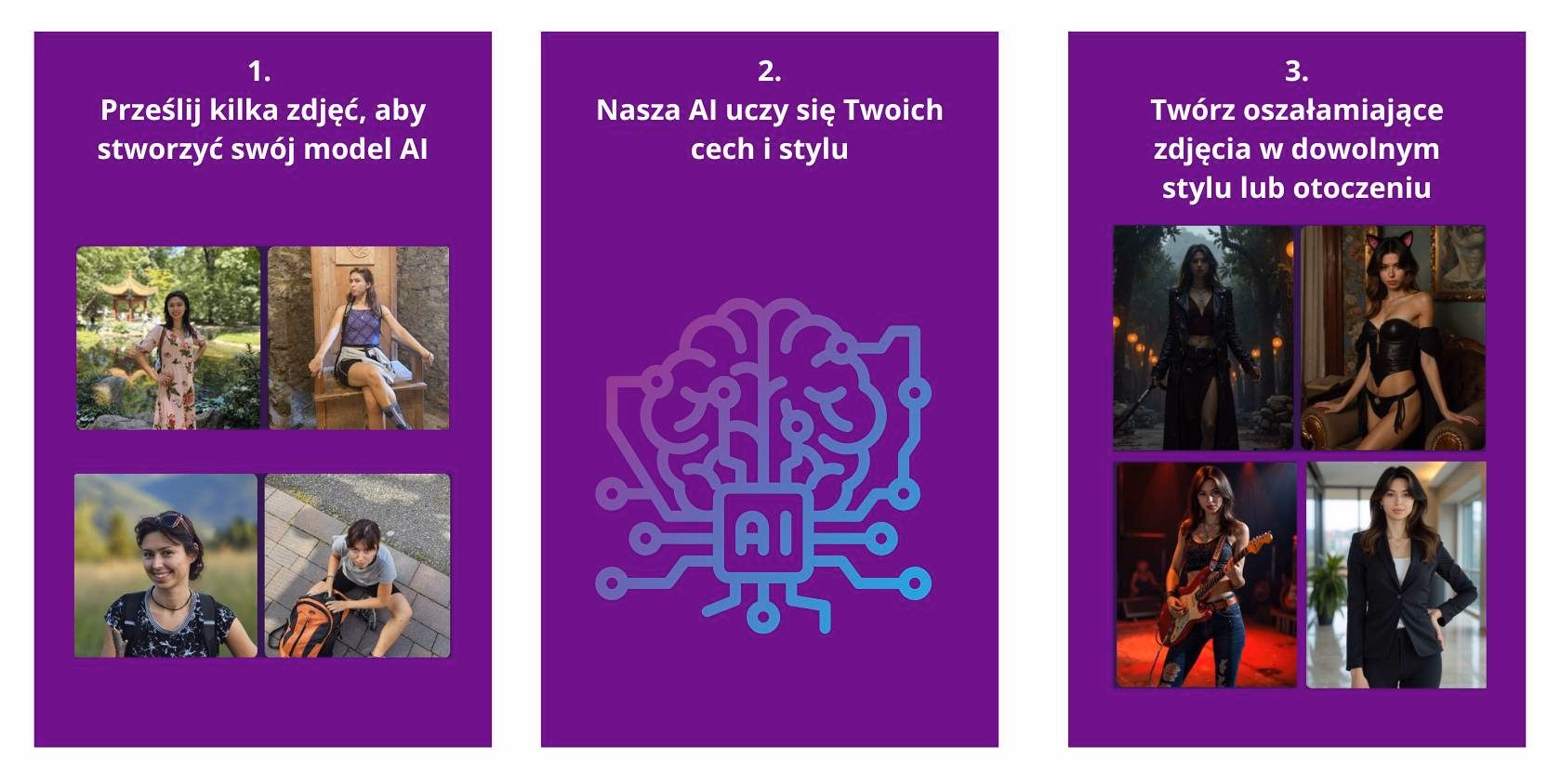 po po lewej zdjęcie kobiety wygenerowane przez AI, po prawej zdjęcie mężczyzny wygenerowane przez AI
